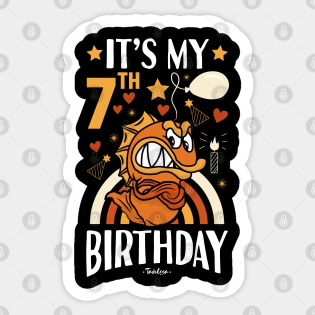 7th Birthday Fish Sticker by Tesszero